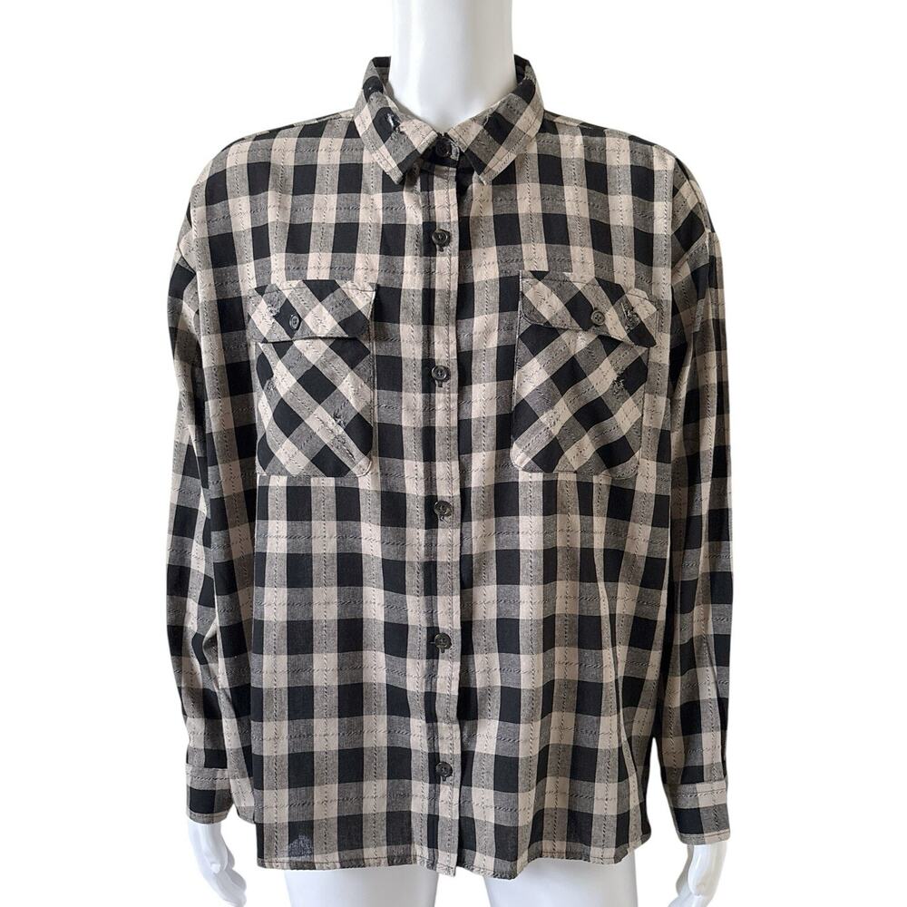 BKE Plaid Western Button Down Shirt Men's Size XL